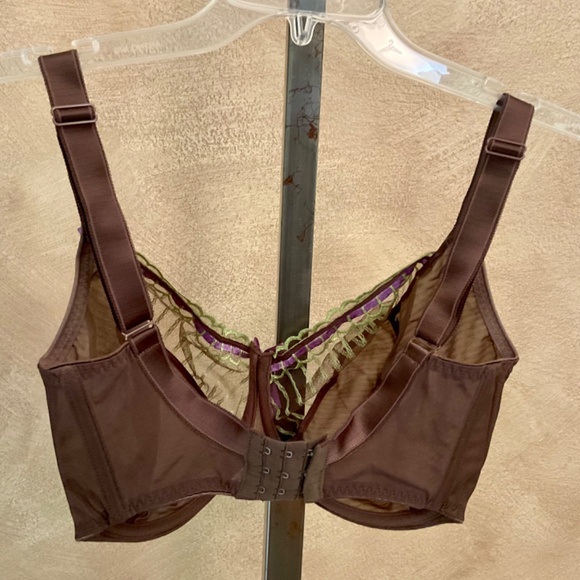 NWOT Freya Arabella 30J (UK) Brown w Apple Green & purple trim plunge Bra - Picture 4 of 9